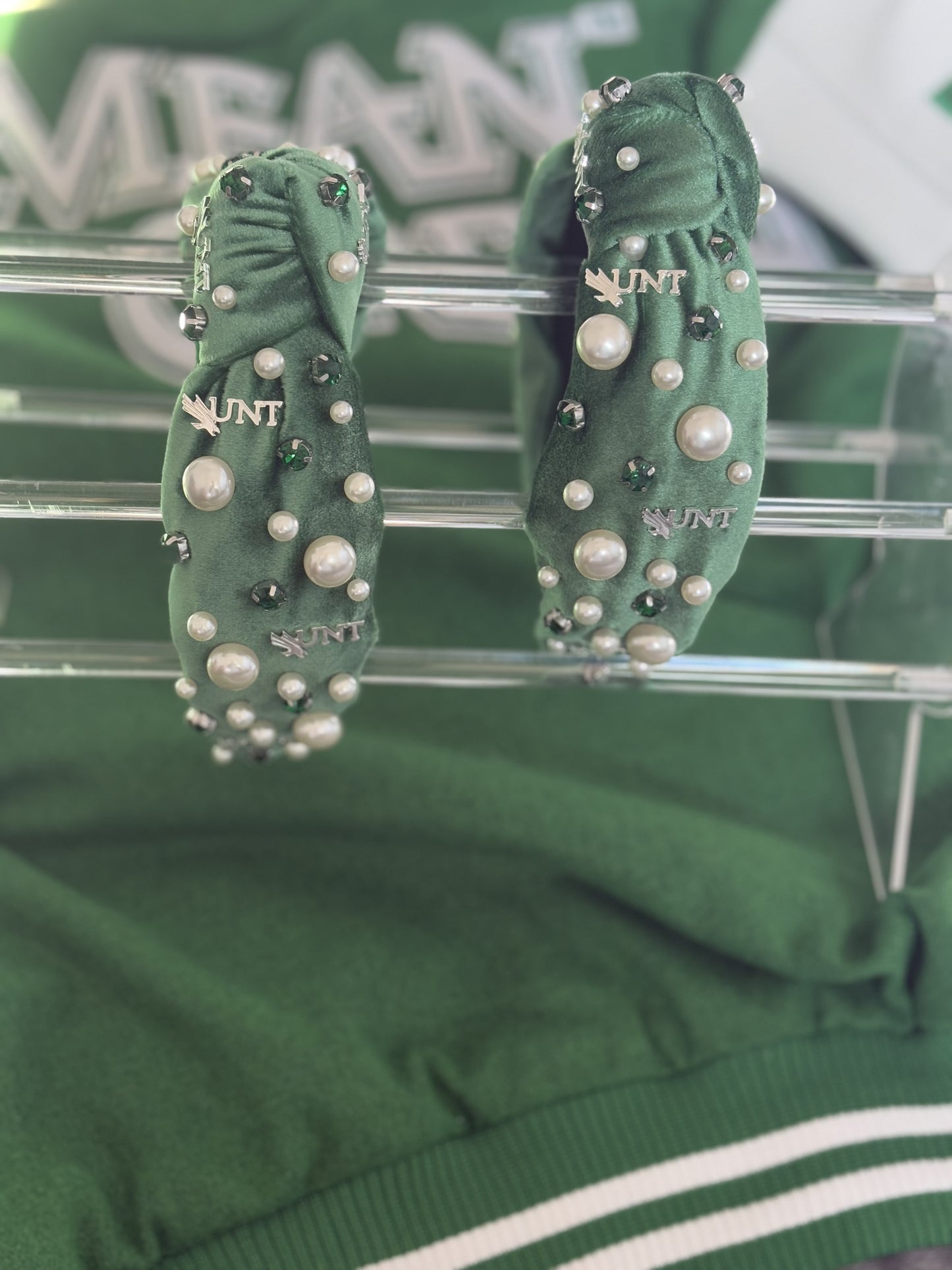 UNT MEAN GREEN Jeweled Headband