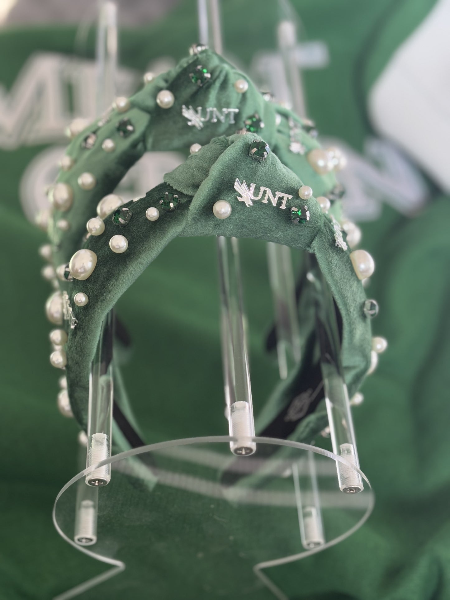 UNT MEAN GREEN Jeweled Headband